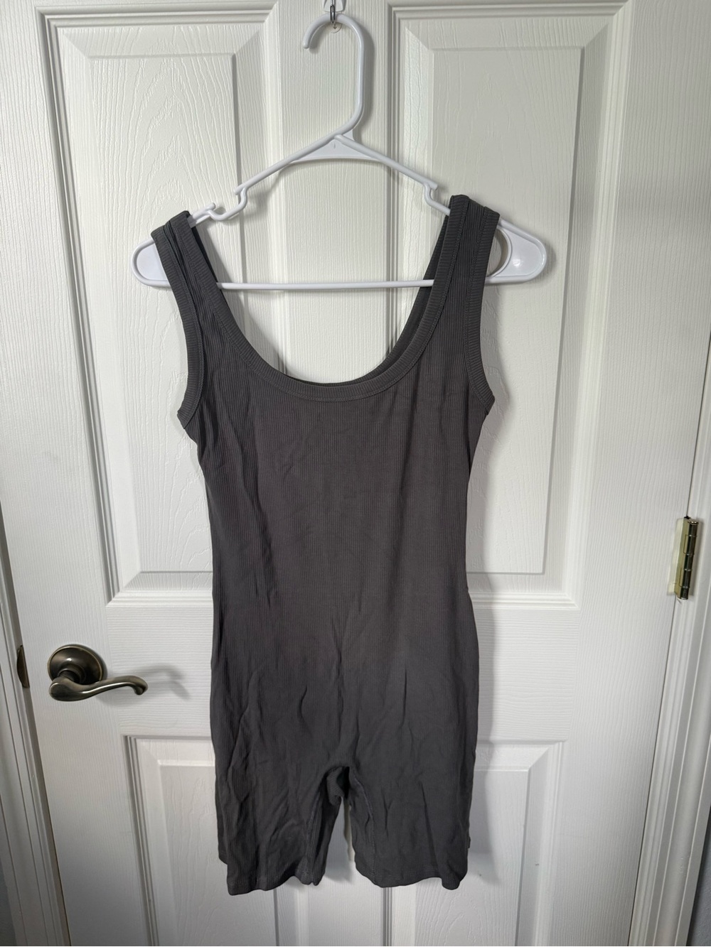 Wishlist Sleeveless Ribbed Romper in Charcoal